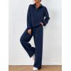 imagePRETTYGARDEN Women Fall 2 Piece Outfits Sweatsuits Quarter Button Long Sleeve Sweatshirt Wide Leg Pants Tracksuit Lounge SetsNavy