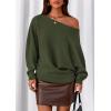 imagePRETTYGARDEN Women Off The Shoulder Sweater 2025 Fall Trendy Long Batwing Sleeve Knit Pullover Going Out Tops Winter ClothingArmy Green