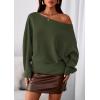 imagePRETTYGARDEN Women Off The Shoulder Sweater 2025 Fall Trendy Long Batwing Sleeve Knit Pullover Going Out Tops Winter ClothingArmy Green