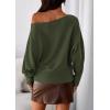 imagePRETTYGARDEN Women Off The Shoulder Sweater 2025 Fall Trendy Long Batwing Sleeve Knit Pullover Going Out Tops Winter ClothingArmy Green