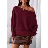 imagePRETTYGARDEN Women Off The Shoulder Sweater 2025 Fall Trendy Long Batwing Sleeve Knit Pullover Going Out Tops Winter ClothingBurgundy