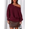 imagePRETTYGARDEN Women Off The Shoulder Sweater 2025 Fall Trendy Long Batwing Sleeve Knit Pullover Going Out Tops Winter ClothingBurgundy
