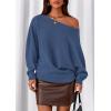 imagePRETTYGARDEN Women Off The Shoulder Sweater 2025 Fall Trendy Long Batwing Sleeve Knit Pullover Going Out Tops Winter ClothingDark Blue