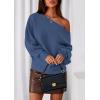 imagePRETTYGARDEN Women Off The Shoulder Sweater 2025 Fall Trendy Long Batwing Sleeve Knit Pullover Going Out Tops Winter ClothingDark Blue