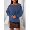 imagePRETTYGARDEN Women Off The Shoulder Sweater 2025 Fall Trendy Long Batwing Sleeve Knit Pullover Going Out Tops Winter ClothingDark Blue
