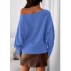imagePRETTYGARDEN Women Off The Shoulder Sweater 2025 Fall Trendy Long Batwing Sleeve Knit Pullover Going Out Tops Winter ClothingSky Blue