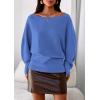 imagePRETTYGARDEN Women Off The Shoulder Sweater 2025 Fall Trendy Long Batwing Sleeve Knit Pullover Going Out Tops Winter ClothingSky Blue