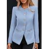 imagePRETTYGARDEN Womens 2025 Fall Blazers Button Down Fitted Lightweight Dressy Work Suit Jackets Trendy Business Casual OutfitsBlue