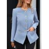 imagePRETTYGARDEN Womens 2025 Fall Blazers Button Down Fitted Lightweight Dressy Work Suit Jackets Trendy Business Casual OutfitsBlue