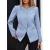 imagePRETTYGARDEN Womens 2025 Fall Blazers Button Down Fitted Lightweight Dressy Work Suit Jackets Trendy Business Casual OutfitsBlue