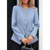 imagePRETTYGARDEN Womens 2025 Fall Blazers Button Down Fitted Lightweight Dressy Work Suit Jackets Trendy Business Casual OutfitsBlue
