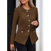 imagePRETTYGARDEN Womens 2025 Fall Blazers Button Down Fitted Lightweight Dressy Work Suit Jackets Trendy Business Casual OutfitsBrown