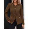 imagePRETTYGARDEN Womens 2025 Fall Blazers Button Down Fitted Lightweight Dressy Work Suit Jackets Trendy Business Casual OutfitsBrown