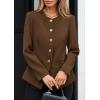imagePRETTYGARDEN Womens 2025 Fall Blazers Button Down Fitted Lightweight Dressy Work Suit Jackets Trendy Business Casual OutfitsBrown