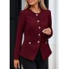 imagePRETTYGARDEN Womens 2025 Fall Blazers Button Down Fitted Lightweight Dressy Work Suit Jackets Trendy Business Casual OutfitsBurgundy
