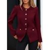 imagePRETTYGARDEN Womens 2025 Fall Blazers Button Down Fitted Lightweight Dressy Work Suit Jackets Trendy Business Casual OutfitsBurgundy