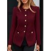 imagePRETTYGARDEN Womens 2025 Fall Blazers Button Down Fitted Lightweight Dressy Work Suit Jackets Trendy Business Casual OutfitsBurgundy