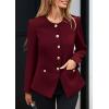 imagePRETTYGARDEN Womens 2025 Fall Blazers Button Down Fitted Lightweight Dressy Work Suit Jackets Trendy Business Casual OutfitsBurgundy