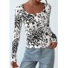 imagePRETTYGARDEN Womens 2025 Fall Long Sleeve Henley T Shirts Button Ribbed Knit Slim Fit Basic Tops Blouse Casual OutfitsFloral Black