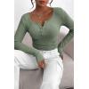 imagePRETTYGARDEN Womens 2025 Fall Long Sleeve Henley T Shirts Button Ribbed Knit Slim Fit Basic Tops Blouse Casual OutfitsSage Green