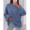imagePRETTYGARDEN Womens 2025 Fall Oversized Sweaters Chunky Knit Mock Neck Long Sleeve Casual Trendy Pullover Winter ClothesBlue