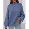 imagePRETTYGARDEN Womens 2025 Fall Oversized Sweaters Chunky Knit Mock Neck Long Sleeve Casual Trendy Pullover Winter ClothesBlue