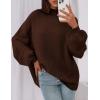 imagePRETTYGARDEN Womens 2025 Fall Oversized Sweaters Chunky Knit Mock Neck Long Sleeve Casual Trendy Pullover Winter ClothesBrown