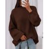 imagePRETTYGARDEN Womens 2025 Fall Oversized Sweaters Chunky Knit Mock Neck Long Sleeve Casual Trendy Pullover Winter ClothesBrown