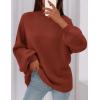 imagePRETTYGARDEN Womens 2025 Fall Oversized Sweaters Chunky Knit Mock Neck Long Sleeve Casual Trendy Pullover Winter ClothesBurnt Orange