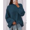 imagePRETTYGARDEN Womens 2025 Fall Oversized Sweaters Chunky Knit Mock Neck Long Sleeve Casual Trendy Pullover Winter ClothesDark Teal