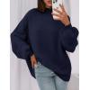 imagePRETTYGARDEN Womens 2025 Fall Oversized Sweaters Chunky Knit Mock Neck Long Sleeve Casual Trendy Pullover Winter ClothesNavy Blue