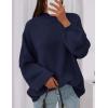 imagePRETTYGARDEN Womens 2025 Fall Oversized Sweaters Chunky Knit Mock Neck Long Sleeve Casual Trendy Pullover Winter ClothesNavy Blue