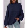 imagePRETTYGARDEN Womens 2025 Fall Oversized Sweaters Chunky Knit Mock Neck Long Sleeve Casual Trendy Pullover Winter ClothesNavy Blue