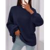 imagePRETTYGARDEN Womens 2025 Fall Oversized Sweaters Chunky Knit Mock Neck Long Sleeve Casual Trendy Pullover Winter ClothesNavy Blue