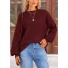 imagePRETTYGARDEN Womens 2025 Fall Sweaters Casual Crew Neck Long Sleeve Pullover Tops Ribbed Knit Loose Fit Winter ClothesWine Red