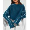 imagePRETTYGARDEN Womens Chunky Knit Sweaters 2025 Fall Long Sleeve Mock Neck Oversized Pullover Tops Winter Fashion ClothesBlue Green