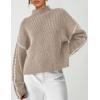 imagePRETTYGARDEN Womens Chunky Knit Sweaters 2025 Fall Long Sleeve Mock Neck Oversized Pullover Tops Winter Fashion ClothesCamel