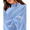 imagePRETTYGARDEN Womens Chunky Knit Sweaters 2025 Fall Long Sleeve Mock Neck Oversized Pullover Tops Winter Fashion ClothesLight Blue