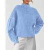 imagePRETTYGARDEN Womens Chunky Knit Sweaters 2025 Fall Long Sleeve Mock Neck Oversized Pullover Tops Winter Fashion ClothesLight Blue