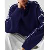 imagePRETTYGARDEN Womens Chunky Knit Sweaters 2025 Fall Long Sleeve Mock Neck Oversized Pullover Tops Winter Fashion ClothesNavy Blue