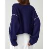 imagePRETTYGARDEN Womens Chunky Knit Sweaters 2025 Fall Long Sleeve Mock Neck Oversized Pullover Tops Winter Fashion ClothesNavy Blue