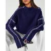 imagePRETTYGARDEN Womens Chunky Knit Sweaters 2025 Fall Long Sleeve Mock Neck Oversized Pullover Tops Winter Fashion ClothesNavy Blue