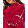 imagePRETTYGARDEN Womens Chunky Knit Sweaters 2025 Fall Long Sleeve Mock Neck Oversized Pullover Tops Winter Fashion ClothesRed