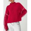 imagePRETTYGARDEN Womens Chunky Knit Sweaters 2025 Fall Long Sleeve Mock Neck Oversized Pullover Tops Winter Fashion ClothesRed