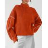 imagePRETTYGARDEN Womens Chunky Knit Sweaters 2025 Fall Long Sleeve Mock Neck Oversized Pullover Tops Winter Fashion ClothesRust Red