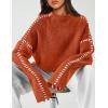 imagePRETTYGARDEN Womens Chunky Knit Sweaters 2025 Fall Long Sleeve Mock Neck Oversized Pullover Tops Winter Fashion ClothesRust Red
