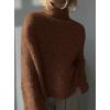 imagePRETTYGARDEN Womens Mock Neck Oversized Sweaters 2025 Long Sleeve Pullover Fall Sweater Knit Jumper Tops Winter ClothingBrown