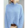 imagePRETTYGARDEN Womens Mock Neck Oversized Sweaters 2025 Long Sleeve Pullover Fall Sweater Knit Jumper Tops Winter ClothingLight Blue