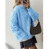 imagePRETTYGARDEN Womens Oversized Fall Sweaters 2025 Casual Long Sleeve Crewneck Chunky Cable Knit Pullover Tops Winter ClothesLight Blue