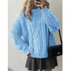 imagePRETTYGARDEN Womens Oversized Fall Sweaters 2025 Casual Long Sleeve Crewneck Chunky Cable Knit Pullover Tops Winter ClothesLight Blue